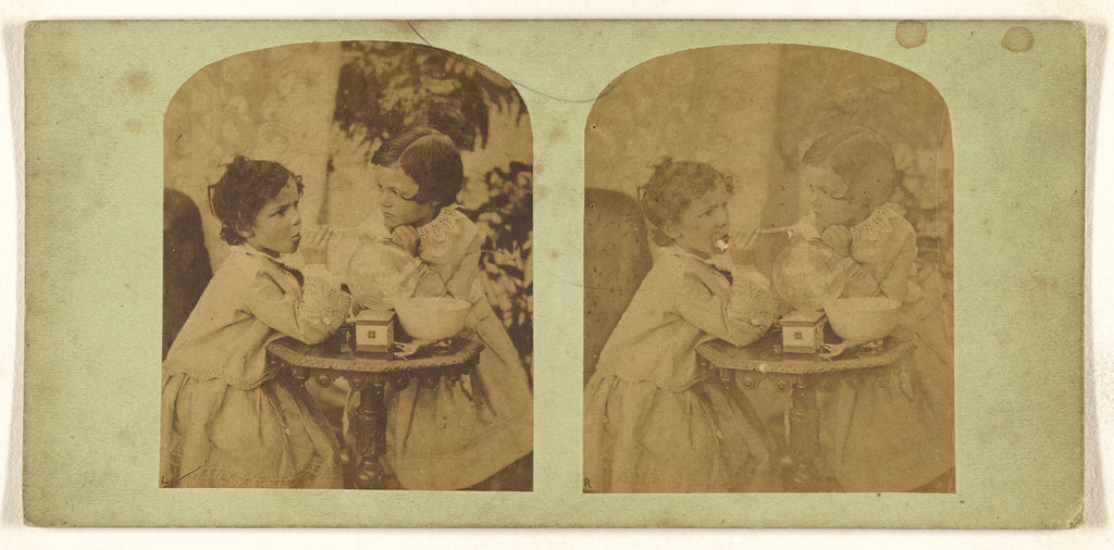 Unknown:[Two little girls at a small table], Poster Print Wall Art