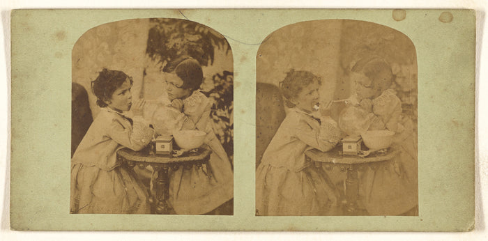 Unknown:[Two little girls at a small table],16x12