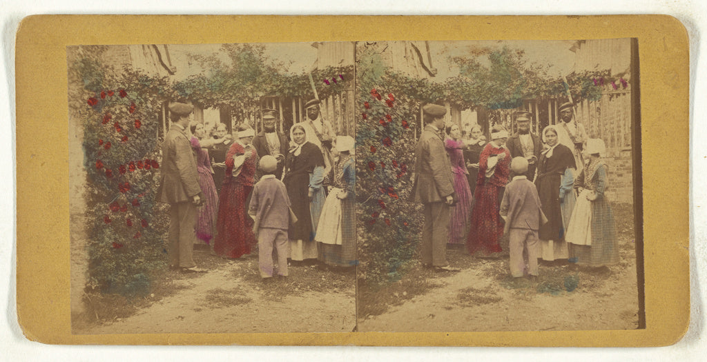 Unknown:[Group of people playing a game in the garden, one w,16x12"(A3)Poster