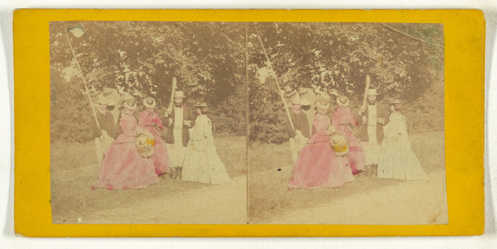 Unknown:[Group of men and women outside], Poster Print Wall Art