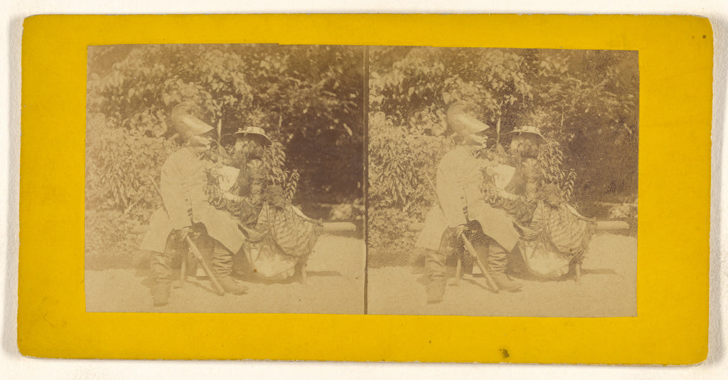 Unknown:[Man and women dressed in costumes, man wearing a he, Poster Print Wall Art