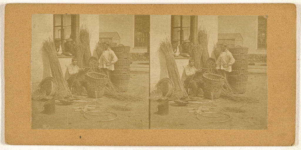 E. Vimard:[Men weaving baskets], Poster Print Wall Art