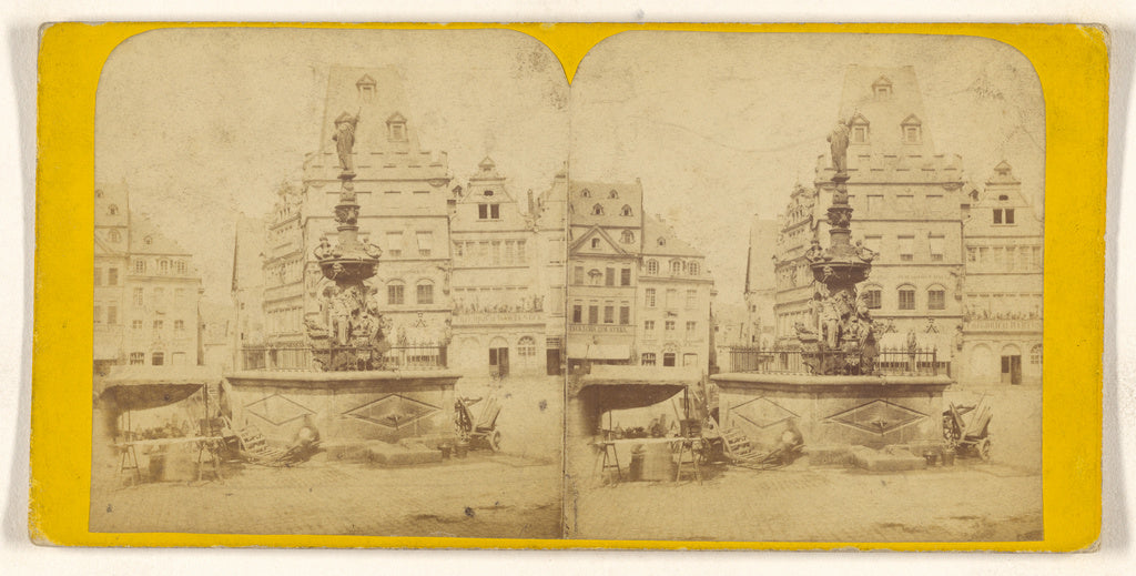 Unknown maker, German:[Statue and fountain at unidentified G, Poster Print Wall Art