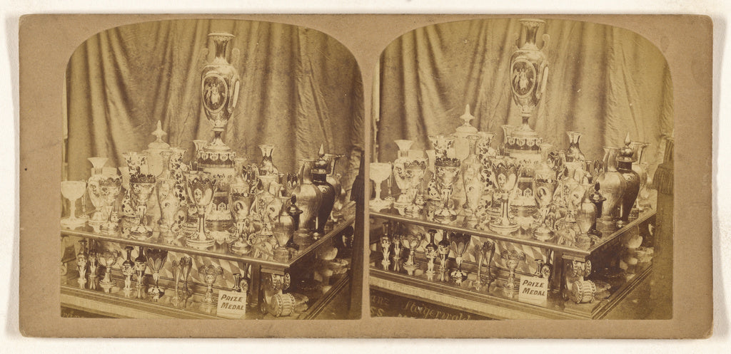 Unknown:[Display of vases and glasses which won a Prize Meda, Poster Print Wall Art