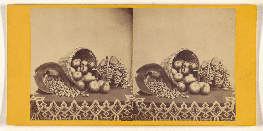 Unknown:[Three baskets of nuts, fruits, and grapes], Poster Print Wall Art