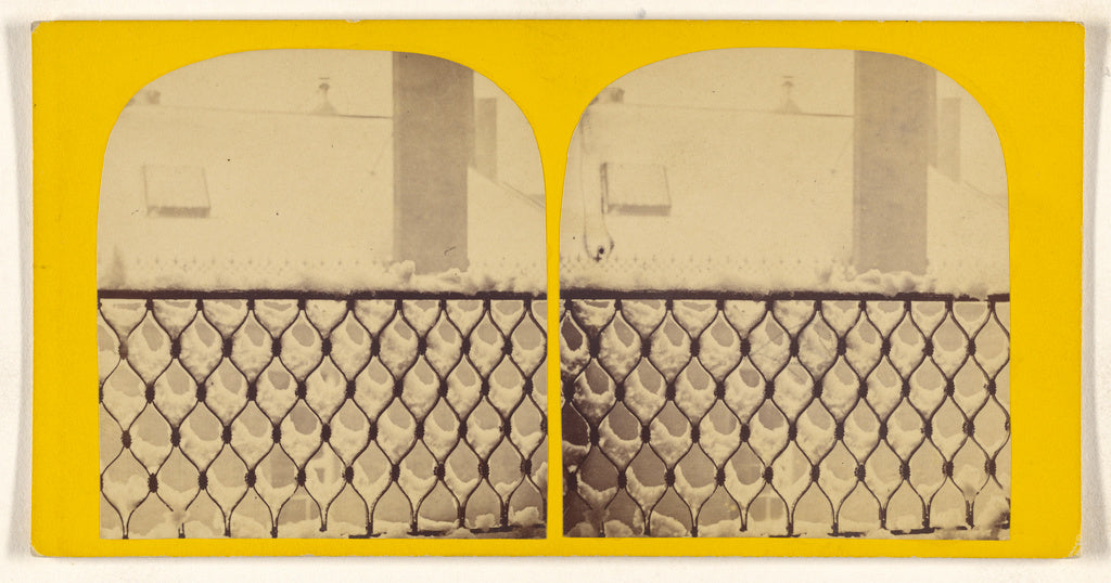 Unknown:[Snow on fence], Poster Print Wall Art