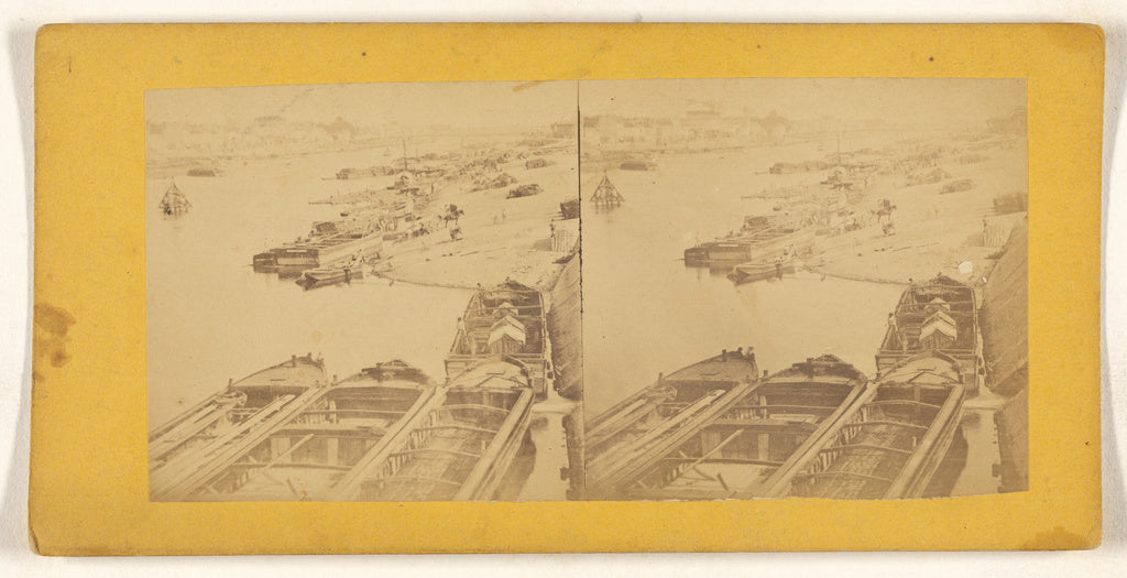 Unknown:[High angle view of barges in harbor], Poster Print Wall Art