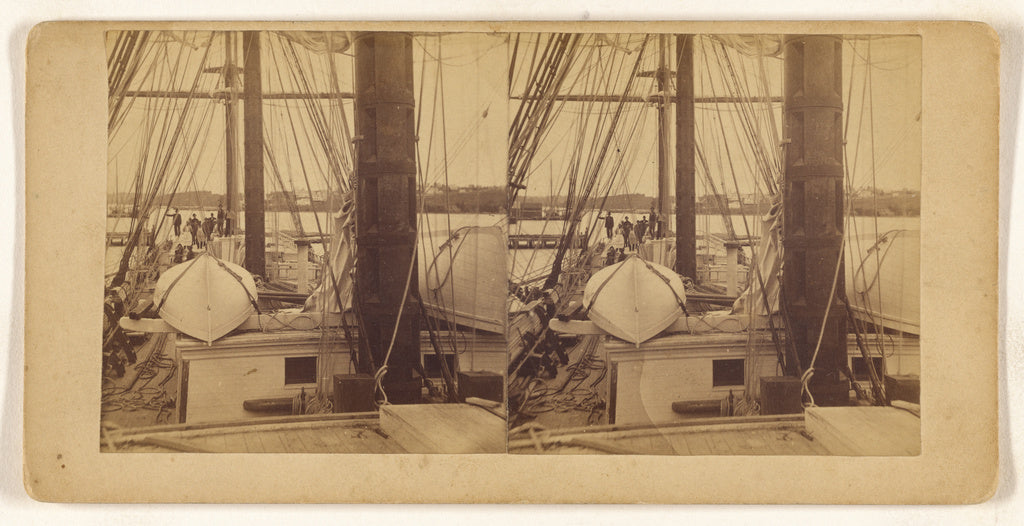 Unknown:[Deck view of a large sailboat, people in background, Poster Print Wall Art