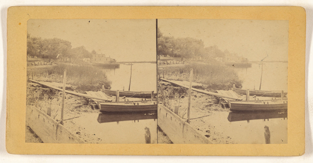 Unknown maker, American:[Docked rowboats], Poster Print Wall Art