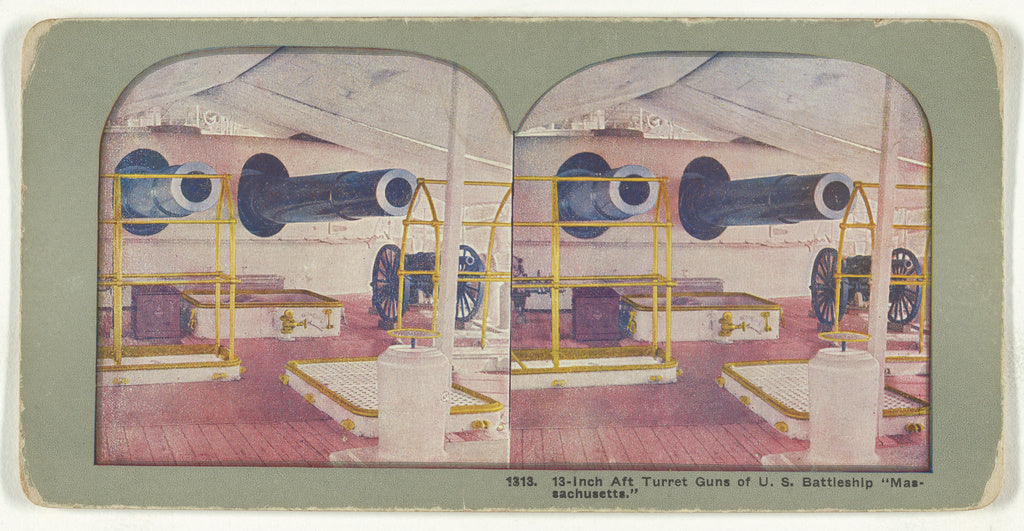 Unknown maker, American:Thirteen-Inch Aft Turret Guns of Uni, Poster Print Wall Art