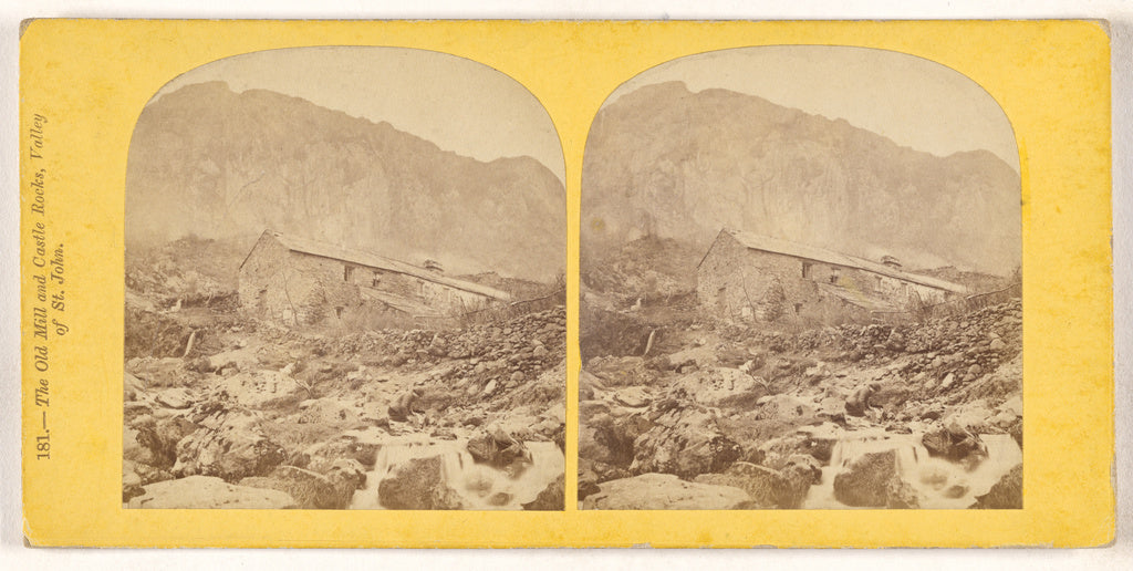 Unknown maker, British:The Old Mill and Castle Rocks, Valley, Poster Print Wall Art