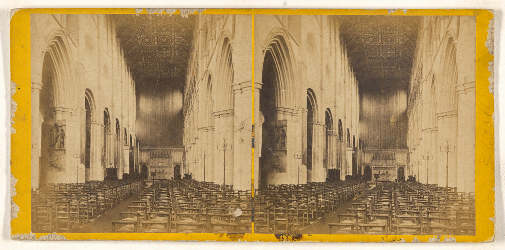 Unknown maker, British:[Nave - St. Albans Abbey], Poster Print Wall Art