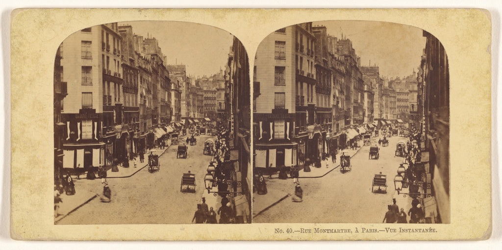 Unknown maker, French:Rue Montmartre, a Paris. - Vue Instant, Poster Print Wall Art
