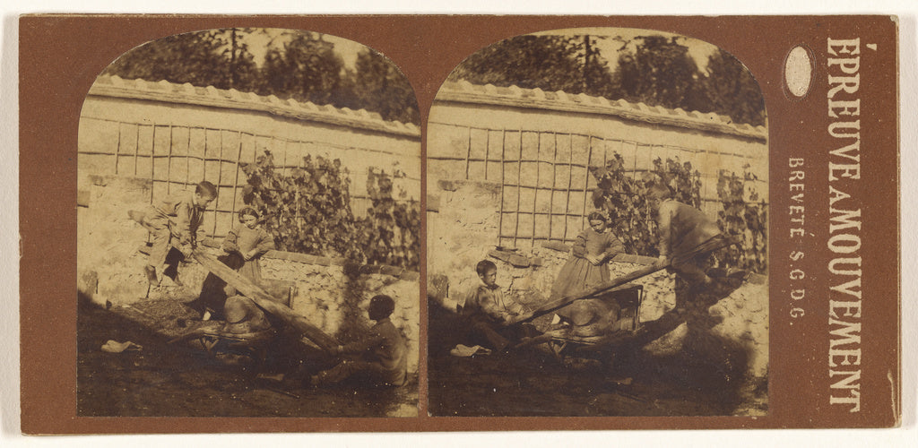 Unknown maker, French:[Children on see-saw], Poster Print Wall Art