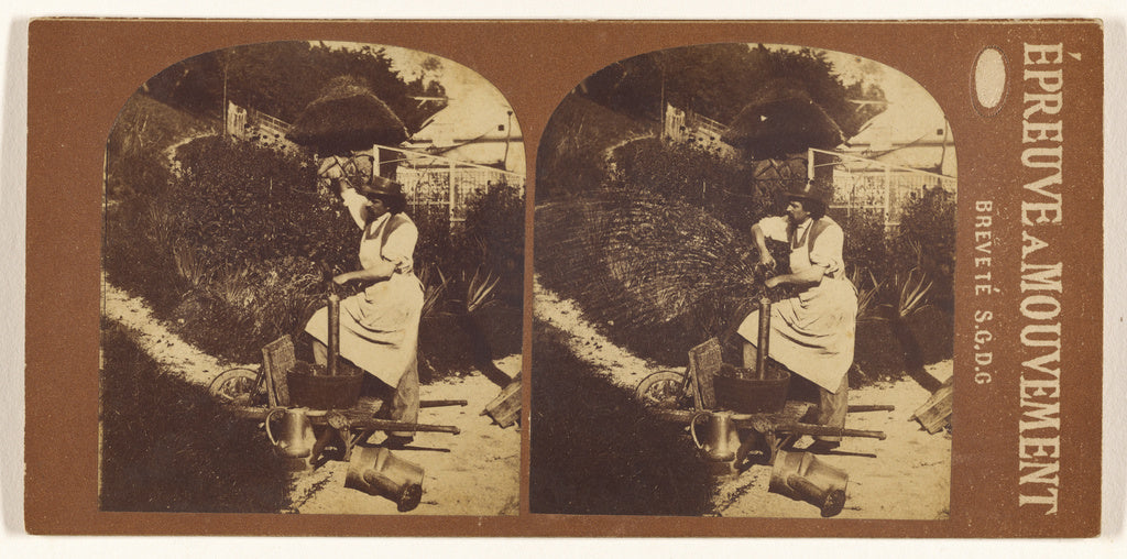 Unknown maker, French:[Man at water pump], Poster Print Wall Art