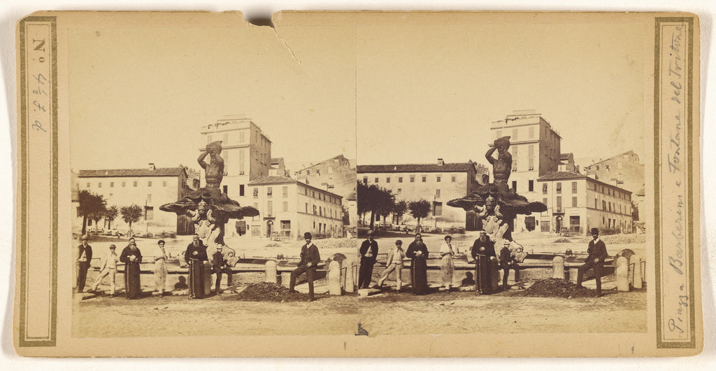 Unknown maker, Italian:[Piazza Barberini e Fontane del Trito, Poster Print Wall Art
