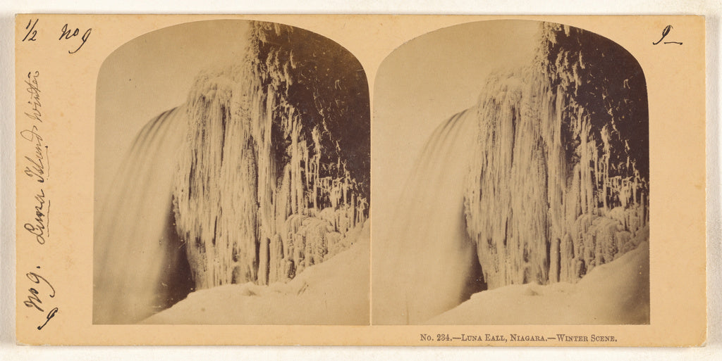 Unknown maker, Canadian:Luna Fall, Niagara. Winter Scene., Poster Print Wall Art