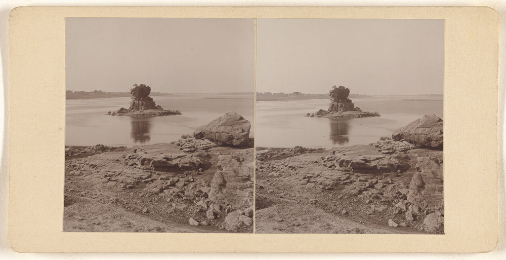 Unknown:Rock in the midst of Jamuna., Poster Print Wall Art
