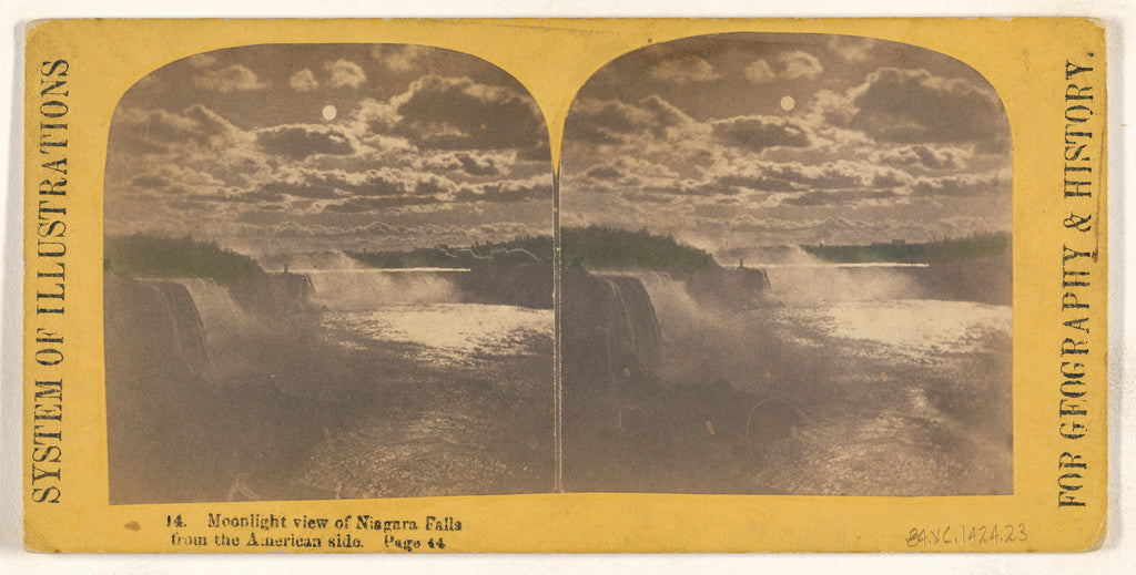 Unknown:Moonlight view of Niagara Falls from the American si, Poster Print Wall Art