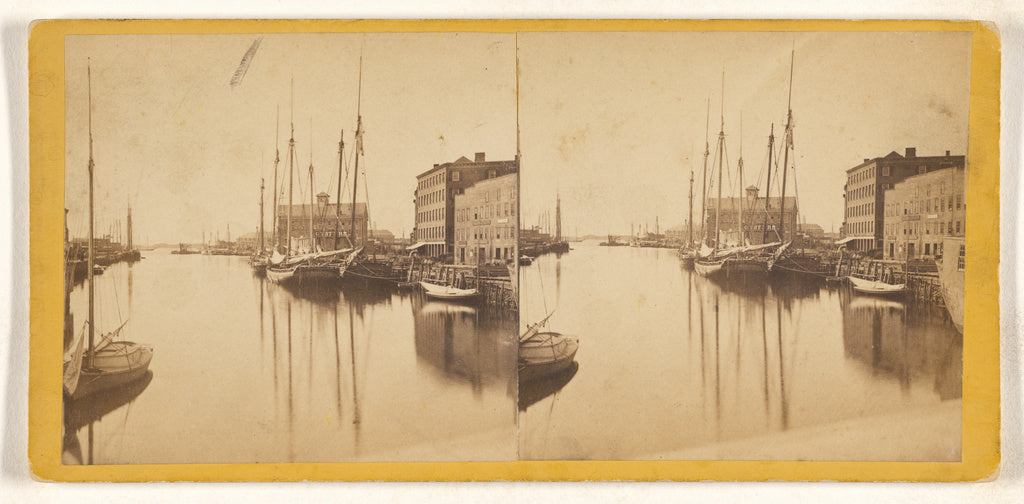 Unknown maker, American:[Harbor scene with boats, possibly i, Poster Print Wall Art