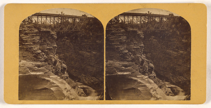 Unknown maker, American:[Taughanic Falls, Rail Road bridge a,16x12