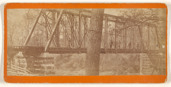 Unknown maker, American:[K.C.B. & S.F. R.R. Bridge over Neos,16x12