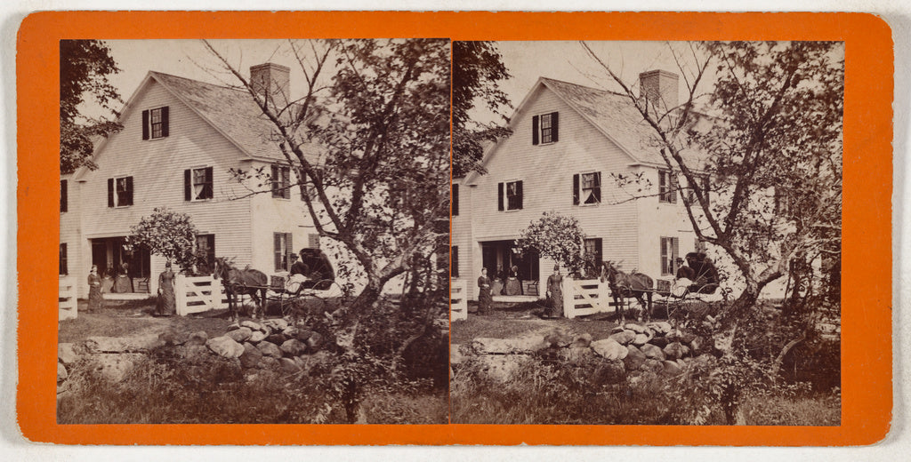 Carroll M. Couch:[Family posed outside house, man seated in , Poster Print Wall Art