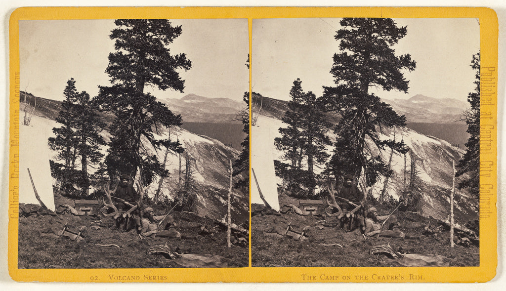 Joseph Collier:Volcano Series. The Camp on the Crater's Rim., Poster Print Wall Art