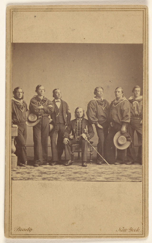 Mathew B. Brady:[Group of seven soldiers, one being seated], Poster Print Wall Art