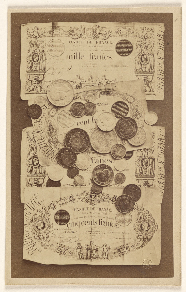 Saint Thomas D'Aquin:[French bank notes and coins], Poster Print Wall Art