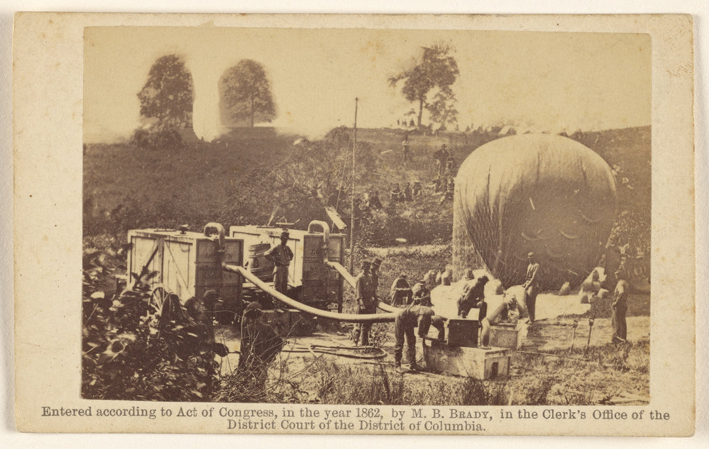 Mathew B. BradyAttributed to:Professor Lowe inflating Balloo, Poster Print Wall Art