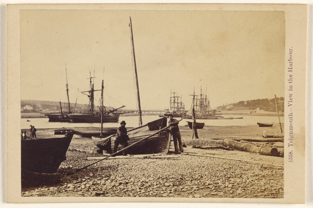 Francis Bedford:Teignmouth - View in the Harbour., Poster Print Wall Art