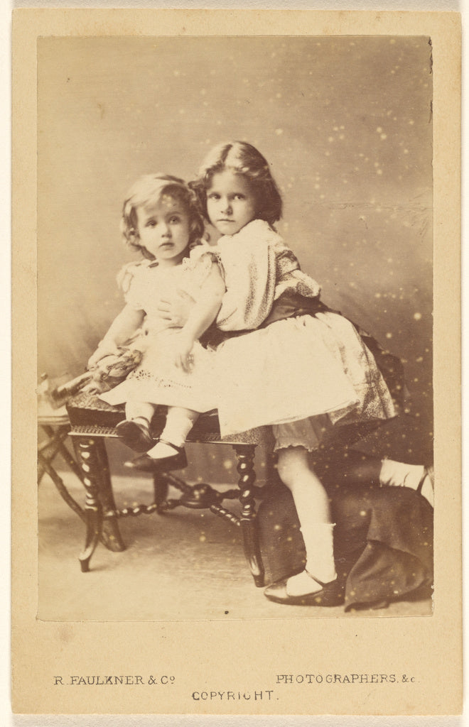 Robert Faulkner & Co.:[Two little girls posed on a hassock], Poster Print Wall Art