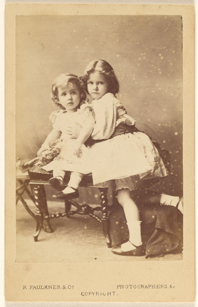 Robert Faulkner & Co.:[Two little girls posed on a hassock],16x12