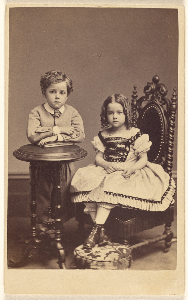 Frederick Gutekunst:[Two children: boy standing, leaning on , Poster Print Wall Art