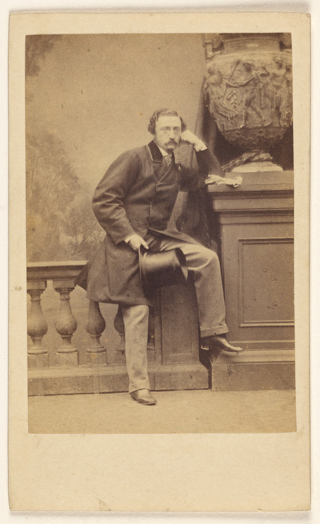 Antoine Claudet:[Man with moustache, holding a top hat, stan, Poster Print Wall Art