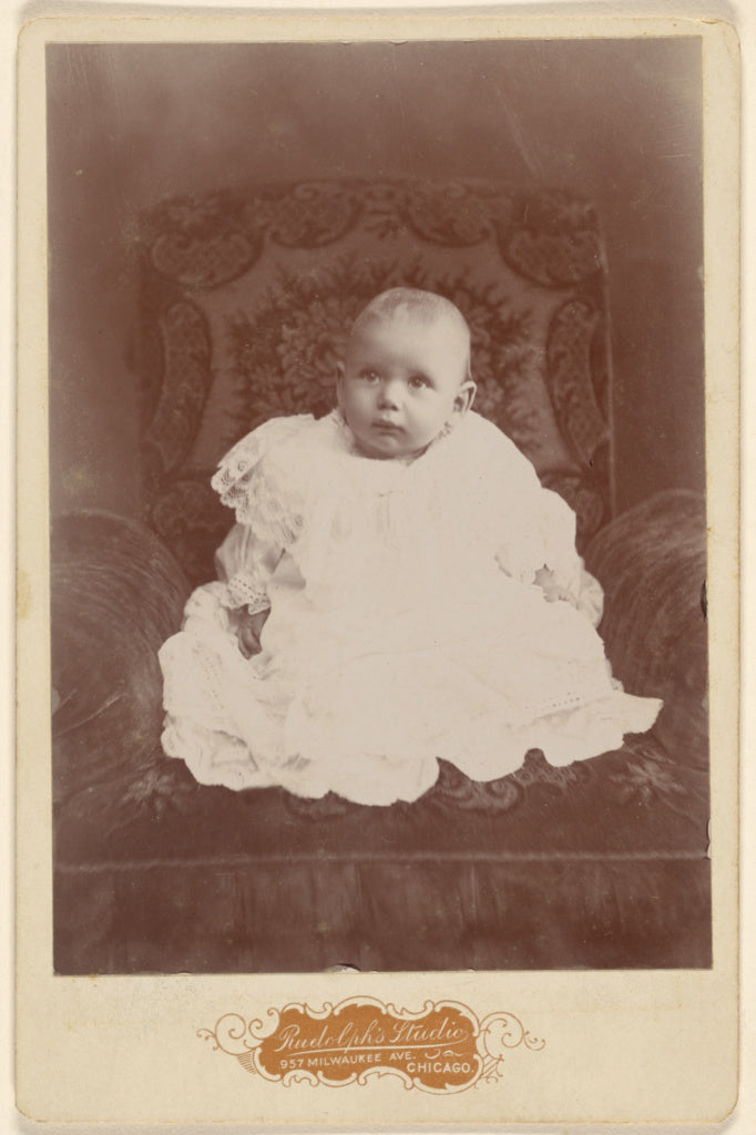 Louis Rudolph:[Baby girl in white dress, seated], Poster Print Wall Art