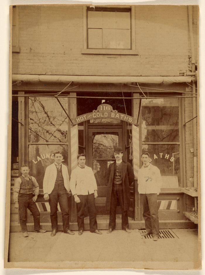 Unknown maker, American:[Four men and a boy standing in fron,16x12