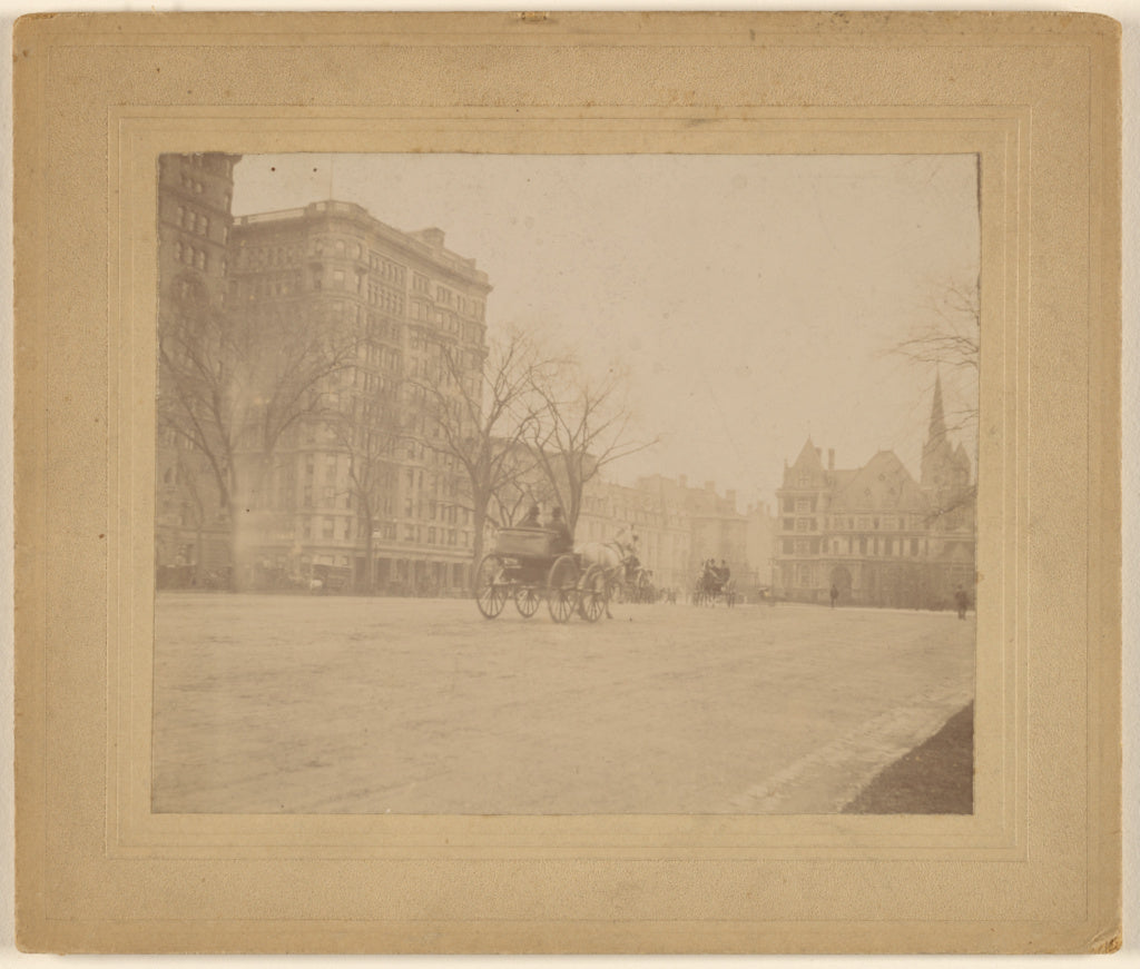 Unknown:[Street scene in an unknown city with horse and carr, Poster Print Wall Art