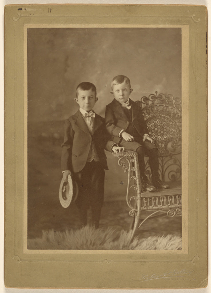 Porter's Art Gallery:[Two young boys dressed up, one standin, Poster Print Wall Art