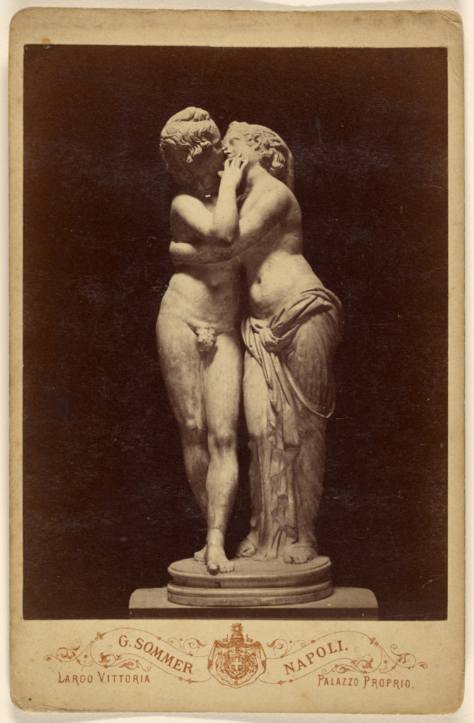 Giorgio Sommer:[Statue of a couple kissing], Poster Print Wall Art