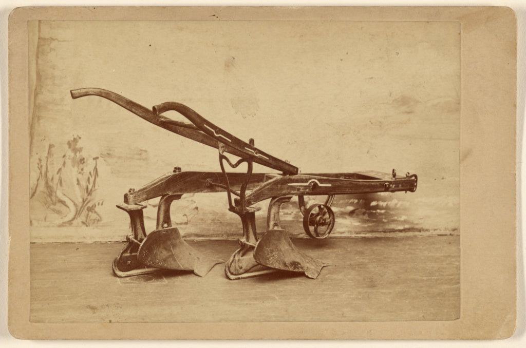 Isaac U. Doust:[A plow in a studio setting], Poster Print Wall Art