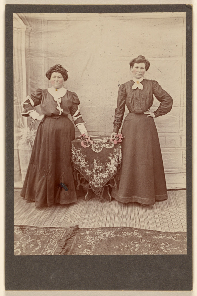 Unknown:[Two women standing at a table holding flowers],16x12"(A3)Poster