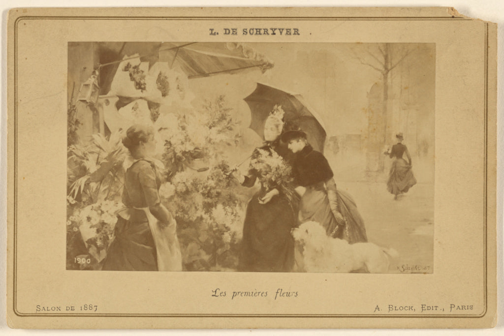 Adolphe Block:Les Premieres fleurs [by] L. De Schryver., Poster Print Wall Art