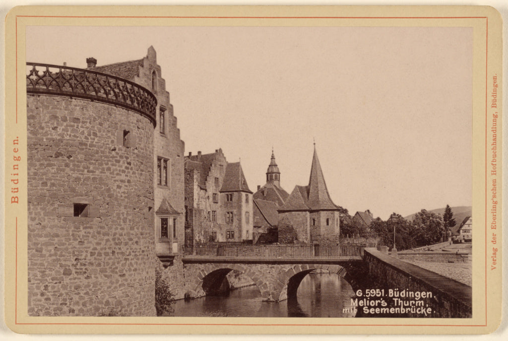 Eberling'schen:Budingen. Melior's Thurm, mit Seemanbrucke., Poster Print Wall Art