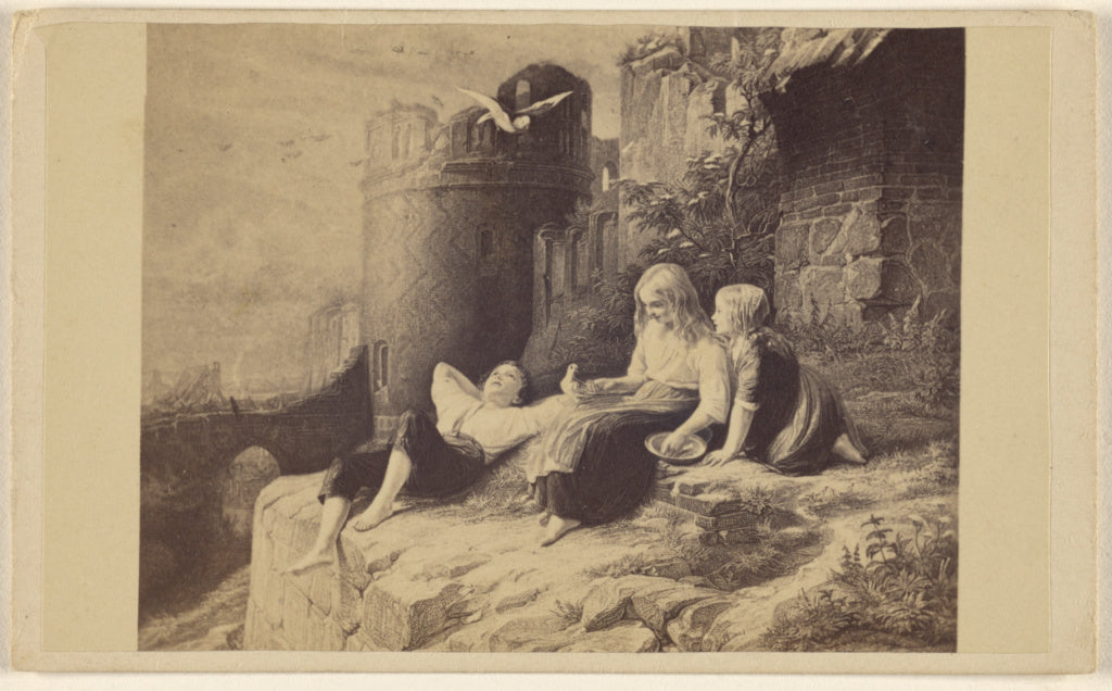 Unknown:The Doves. Meyerheim. [a painting], Poster Print Wall Art