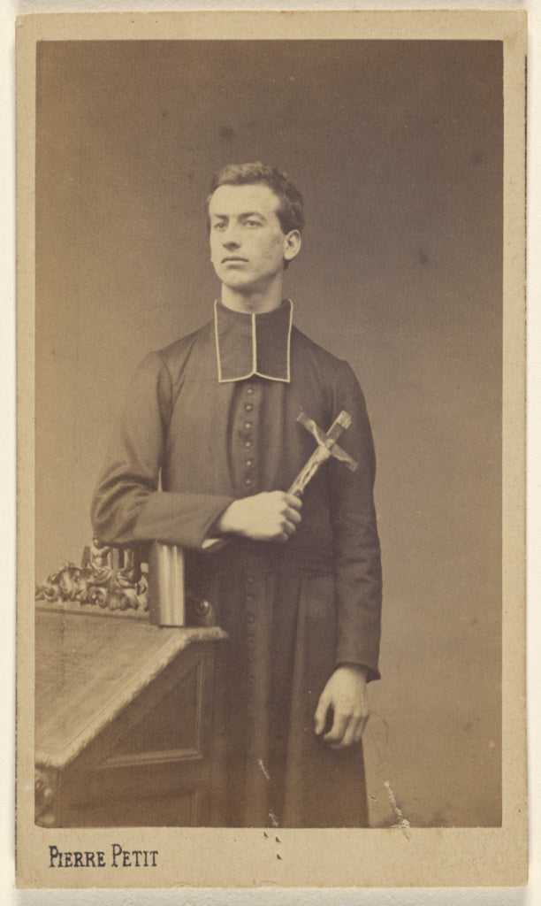 Pierre Petit:[Priest holding a crucifix, standing], Poster Print Wall Art