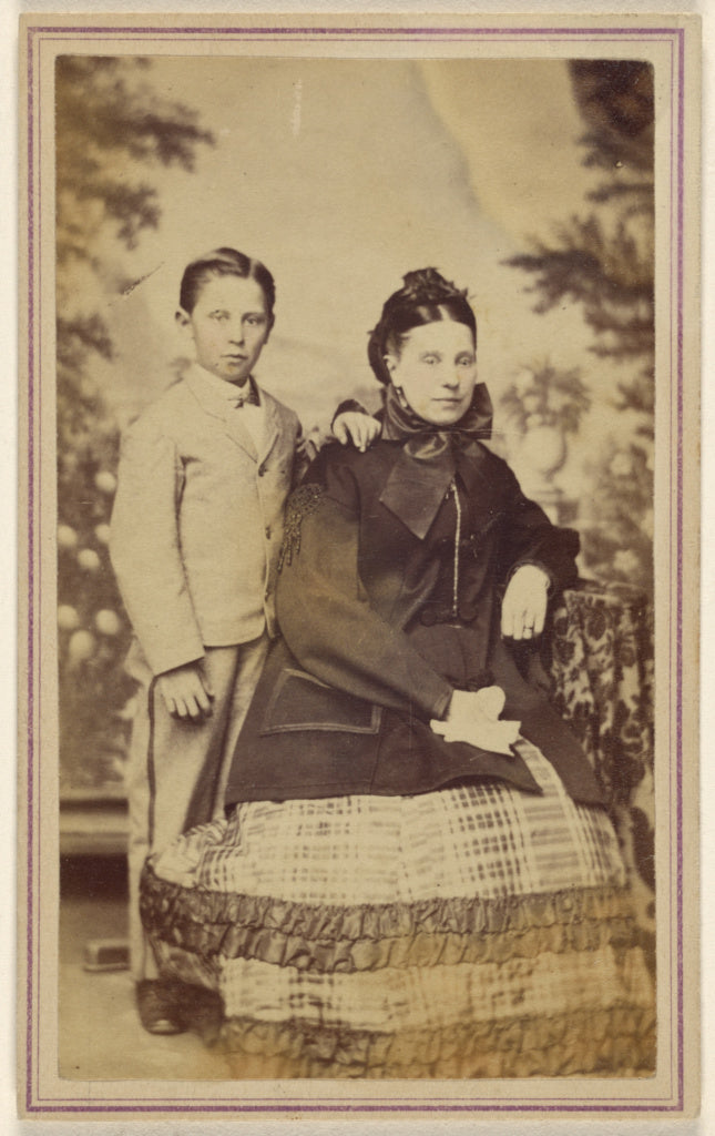 Unknown:[Mother seated, son standing], Poster Print Wall Art