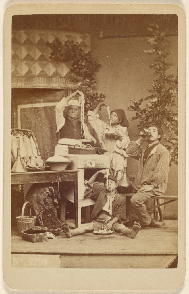 Giorgio Sommer:[The Spaghetti Eaters], Poster Print Wall Art