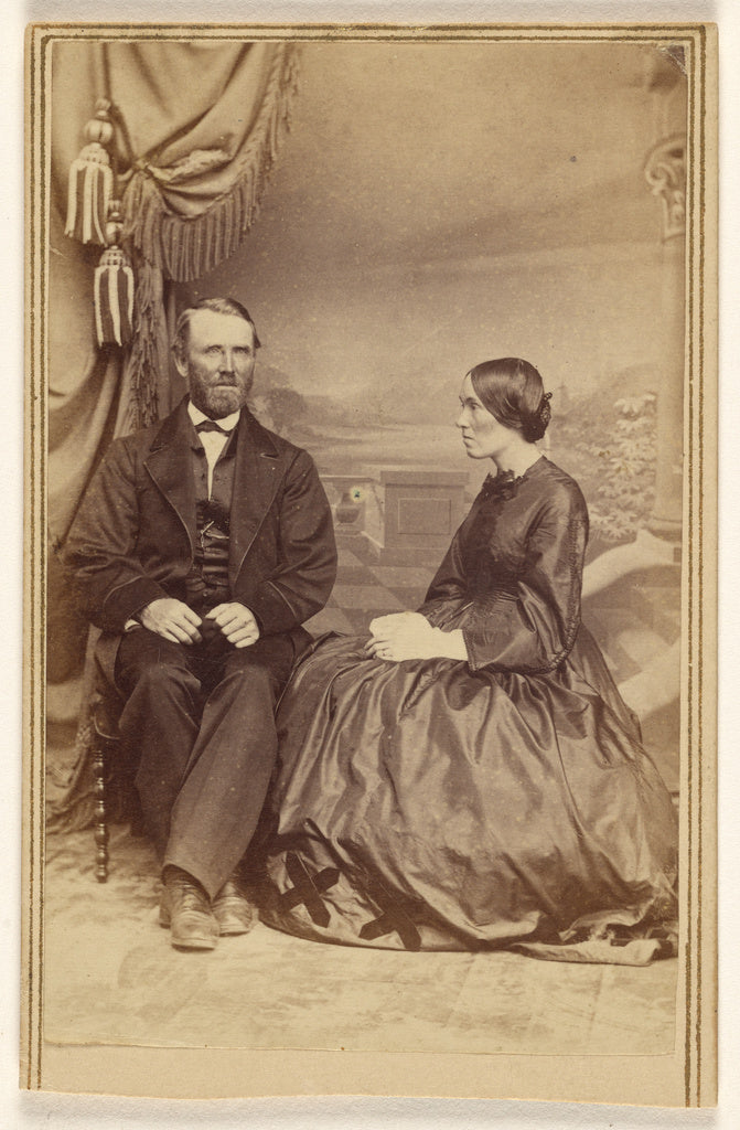 Bradley & Rulofson:[Unidentified bearded man and a woman, se, Poster Print Wall Art